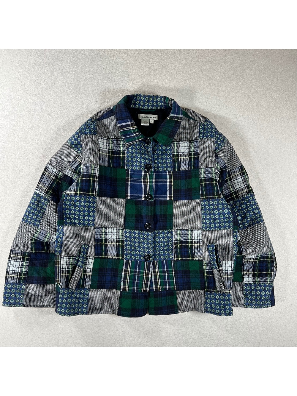 Vintage David Brooks quilted patch work jacket Size XL